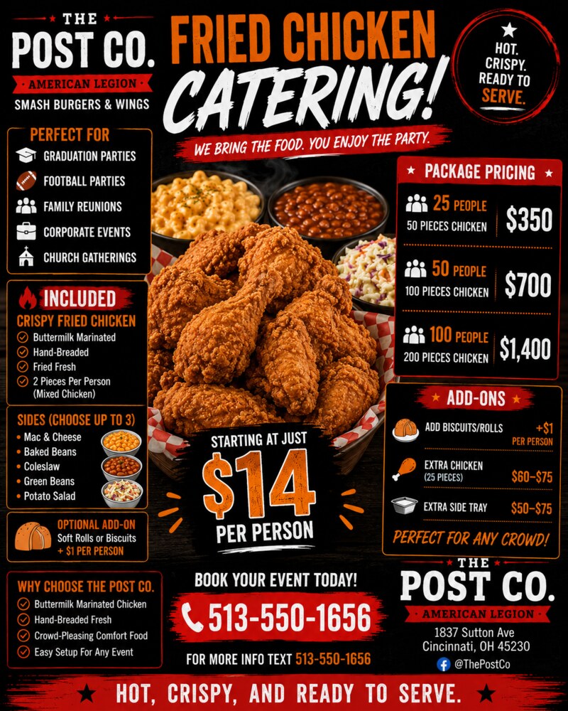 Fried chicken catering packages